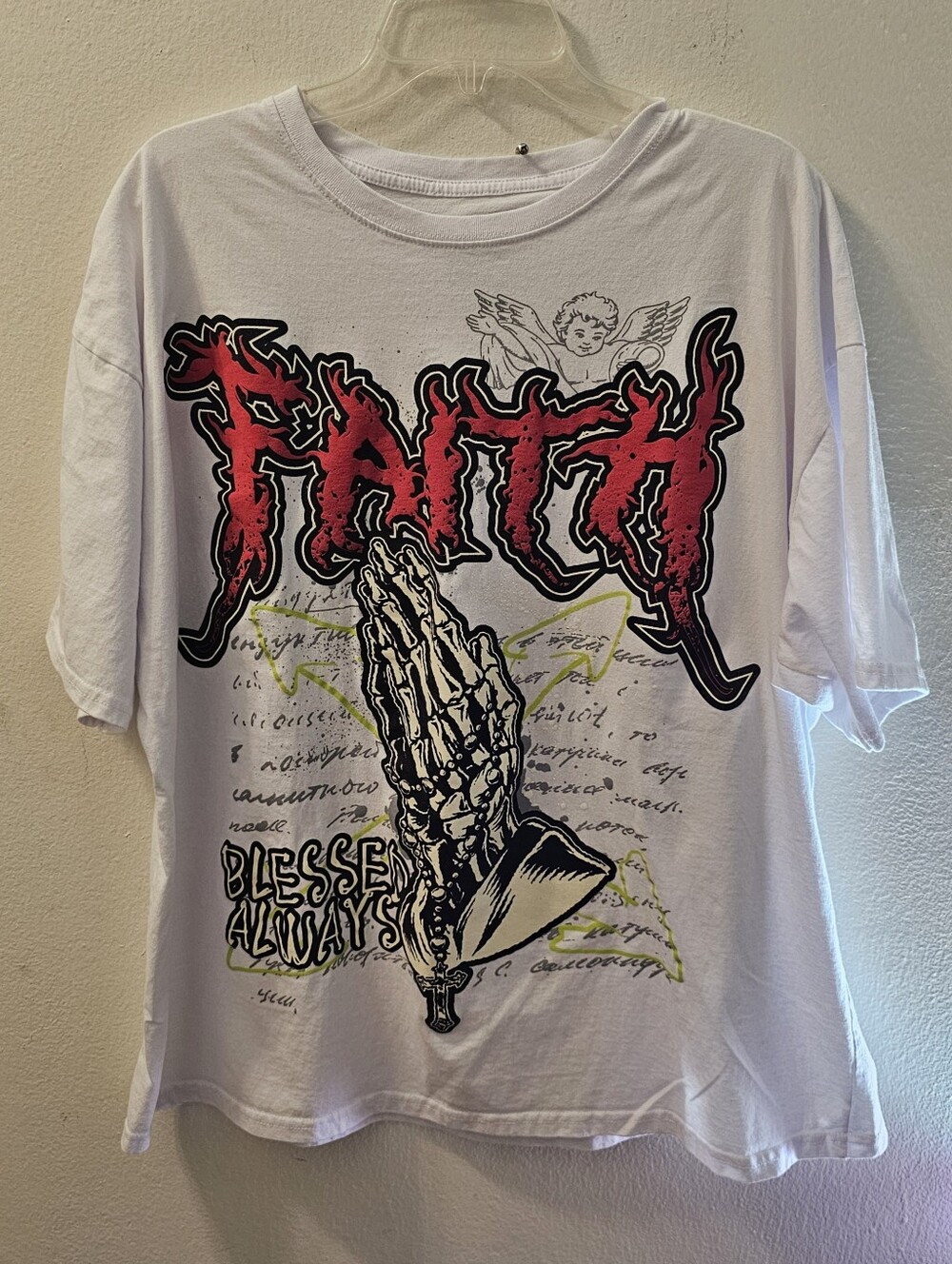 LEGEND Keep the Faith Graphic T-Shirt White Worldwide Tour Angel Cross Size XL